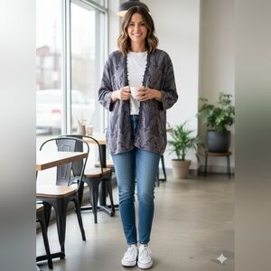 Free People Textured Cardigan - Gray